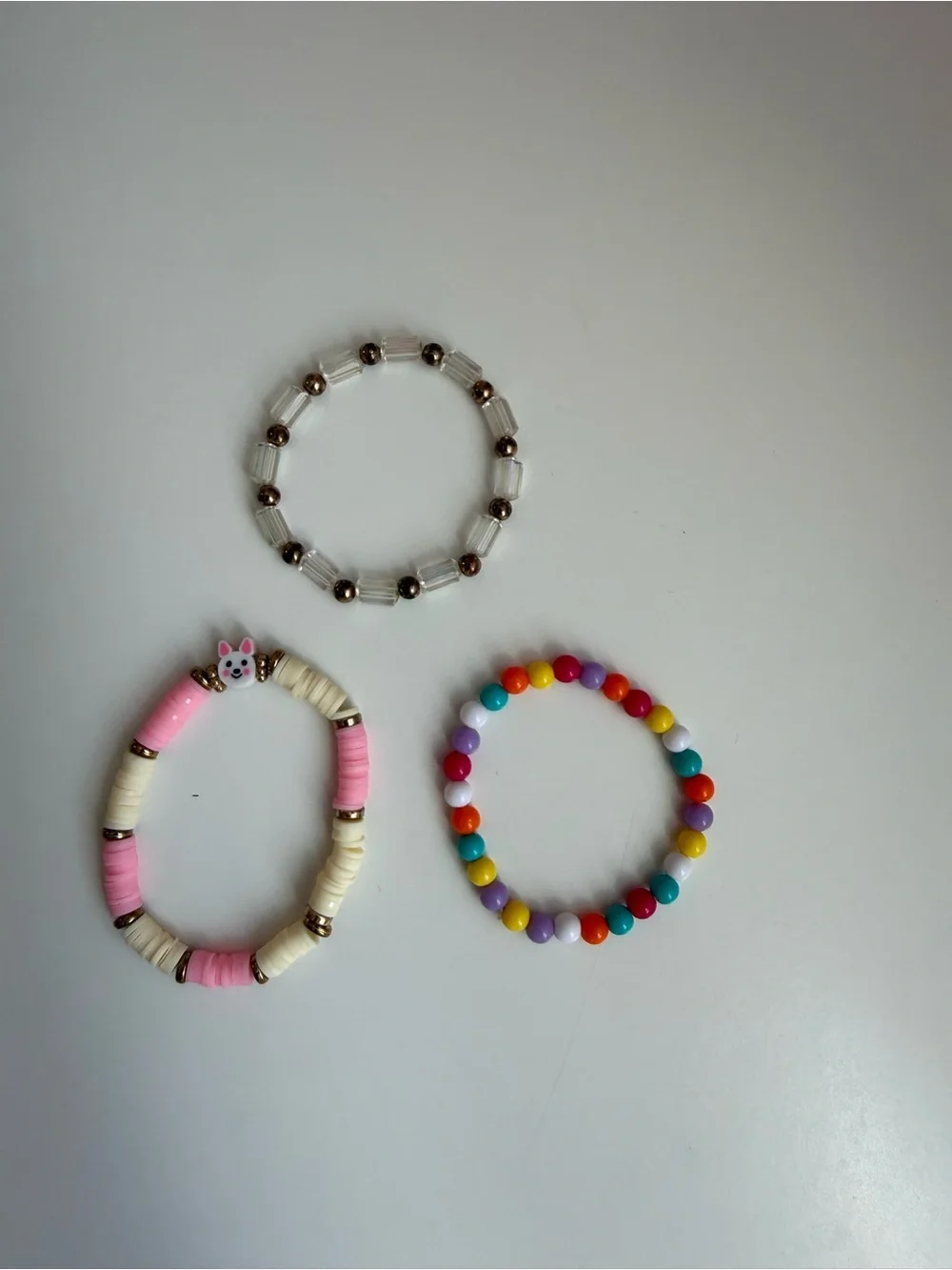 Kids Colorful Bead Bracelet Set - Pink, Clear & Multicolor